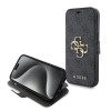 Guess 4G Big Metal Logo Book Wallet Klapphülle für Apple iPhone 15 - Grau 0