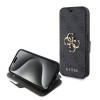 Guess 4G Big Metal Logo Book Wallet Klapphülle für Apple iPhone 15 Pro - Grau 0