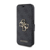 Guess 4G Big Metal Logo Book Wallet Klapphülle für Apple iPhone 15 Pro - Grau 4