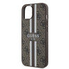 Guess 4G Printed Stripes Hard Case Back Cover Hülle mit MagSafe für Apple iPhone 15 - Braun 4