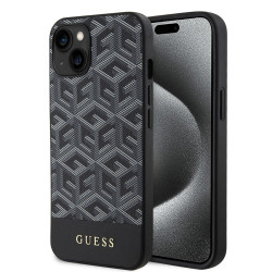 Guess GCube Stripes Hard Case Back Cover Hülle mit MagSafe für Apple iPhone 15 - Schwarz