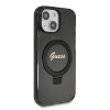 Guess Ring Stand Script Glitter Back Cover Hülle mit MagSafe für Apple iPhone 15 - Schwarz 3