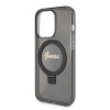 Guess Ring Stand Script Glitter Back Cover Hülle mit MagSafe für Apple iPhone 15 Pro - Schwarz 4