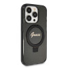 Guess Ring Stand Script Glitter Back Cover Hülle mit MagSafe für Apple iPhone 15 Pro Max - Schwarz 3