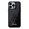 Guess Sequin Script Metal Back Cover Hülle für Apple iPhone 15 Pro Max - Schwarz 2
