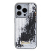 Guess Sequin Script Metal Back Cover Hülle für Apple iPhone 15 Pro Max - Silber 2