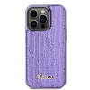 Guess Sequin Script Metal Back Cover Hülle für Apple iPhone 15 Pro - Lila 1