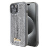 Guess Sequin Script Metal Back Cover Hülle für Apple iPhone 15 - Silber 0