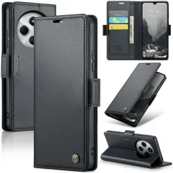 CASEME Litchi Texture Book Wallet Klapphülle für Xiaomi Redmi 14C / Xiaomi Poco C75 - Schwarz