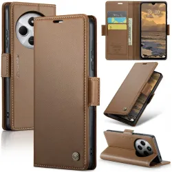 CASEME Litchi Texture Book Wallet Klapphülle für Xiaomi Redmi 14C / Xiaomi Poco C75 - Braun