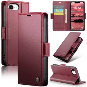 CASEME Litchi Texture Book Wallet Klapphülle für Apple iPhone 17e/16e - Rot