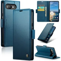 CASEME Litchi Texture Book Wallet Klapphülle für Google Pixel 9a - Blau