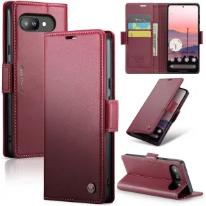 CASEME Litchi Texture Book Wallet Klapphülle für Google Pixel 9a - Rot