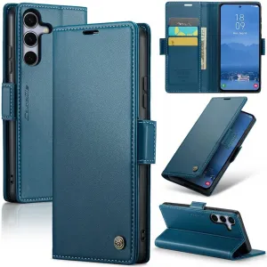 CASEME Litchi Texture Book Wallet Klapphülle für Samsung Galaxy S25 Plus - Blau