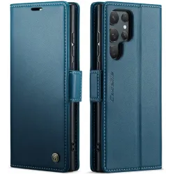 CASEME Litchi Texture Book Wallet Klapphülle für Samsung Galaxy S25 Ultra - Blau