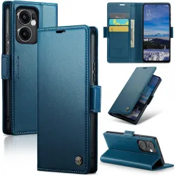 CASEME Litchi Texture Book Wallet Klapphülle für Oppo Reno13 F 4G/5G / Reno13 FS 5G - Blau
