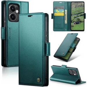 CASEME Litchi Texture Book Wallet Klapphülle für Oppo Reno13 F 4G/5G / Reno13 FS 5G - Grün