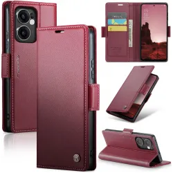 CASEME Litchi Texture Book Wallet Klapphülle für Oppo Reno13 F 4G/5G / Reno13 FS 5G - Rot
