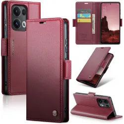 CASEME Litchi Texture Book Wallet Klapphülle für Oppo Reno13 Pro - Rot
