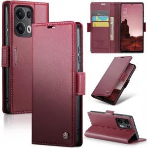 CASEME Litchi Texture Book Wallet Klapphülle für Oppo Reno13 Pro - Rot