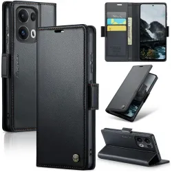CASEME Litchi Texture Book Wallet Klapphülle für Oppo Reno13 Pro - Schwarz