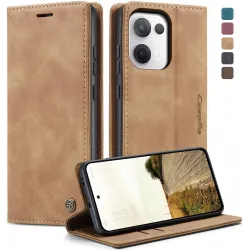 CASEME Retro Texture Book Wallet Klapphülle für Oppo Reno13 - Hellbraun