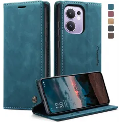 CASEME Retro Texture Book Wallet Klapphülle für Oppo Reno13 F 4G/5G / Reno13 FS 5G - Blau