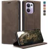 CASEME Retro Texture Book Wallet Klapphülle für Oppo Reno13 F 4G/5G / Reno13 FS 5G - Dunkelbraun