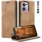 CASEME Retro Texture Book Wallet Klapphülle für Oppo Reno13 F 4G/5G / Reno13 FS 5G - Hellbraun