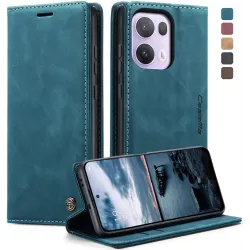 CASEME Retro Texture Book Wallet Klapphülle für Oppo Reno13 Pro - Blau