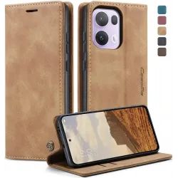 CASEME Retro Texture Book Wallet Klapphülle für Oppo Reno13 Pro - Hellbraun