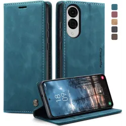 CASEME Retro Texture Book Wallet Klapphülle für Samsung Galaxy S25 Edge - Blau