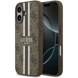 Guess 4G Printed Stripes Hard Case Back Cover Hülle mit MagSafe für Apple iPhone 17 - Braun