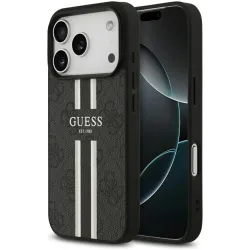 Guess 4G Printed Stripes Hard Case Back Cover Hülle mit MagSafe für Apple iPhone 17 Pro Max - Schwarz