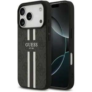 Guess 4G Printed Stripes Hard Case Back Cover Hülle mit MagSafe für Apple iPhone 17 Pro Max - Schwarz