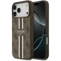 Guess 4G Printed Stripes Hard Case Back Cover Hülle mit MagSafe für Apple iPhone 17 Pro Max - Braun