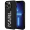 Karl Lagerfeld 3D Rubber Glitter Logo Back Cover Hülle für Apple iPhone 15 Pro - Schwarz