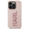 Karl Lagerfeld 3D Rubber Glitter Logo Back Cover Hülle für Apple iPhone 15 Pro - Rosa 2
