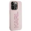 Karl Lagerfeld 3D Rubber Glitter Logo Back Cover Hülle für Apple iPhone 15 Pro - Rosa 3
