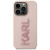 Karl Lagerfeld 3D Rubber Glitter Logo Back Cover Hülle für Apple iPhone 15 Pro Max - Rosa 2