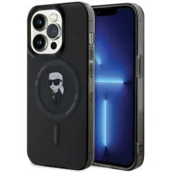 Karl Lagerfeld IML Ikonik Back Cover Hülle mit MagSafe für Apple iPhone 15 Pro - Schwarz