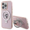 Karl Lagerfeld Ring Stand Karl & Choupette Hard Case Back Cover Hülle mit MagSafe für Apple iPhone 15 Pro - Rosa 2