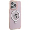 Karl Lagerfeld Ring Stand Karl & Choupette Hard Case Back Cover Hülle mit MagSafe für Apple iPhone 15 Pro Max - Rosa 5
