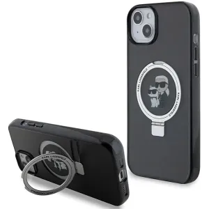Karl Lagerfeld Ring Stand Karl & Choupette Hard Case Back Cover Hülle mit MagSafe für Apple iPhone 14 - Schwarz