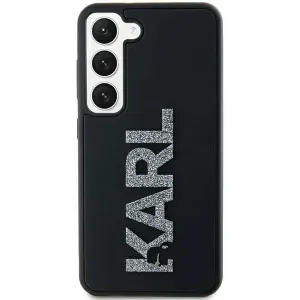 Karl Lagerfeld 3D Rubber Glitter Logo Back Cover Hülle für Samsung Galaxy S23 Ultra - Schwarz