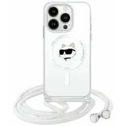 Karl Lagerfeld IML Choupette Head & Cord Back Cover Hülle mit MagSafe für Apple iPhone 15 - Transparent