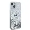Karl Lagerfeld Liquid Glitter Choupette Head Back Cover Hülle mit MagSafe für Apple iPhone 15 - Transparent 3