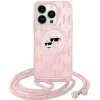 Karl Lagerfeld IML Crossbody Monogram Karl & Choupette Head Back Cover Hülle mit MagSafe für Apple iPhone 15/14 - Rosa