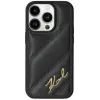 Karl Lagerfeld Diagonal Quilted Script Back Cover Hülle für Apple iPhone 15 Pro Max - Schwarz
