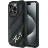 Karl Lagerfeld Diagonal Quilted Script Back Cover Hülle für Apple iPhone 14 Pro - Schwarz